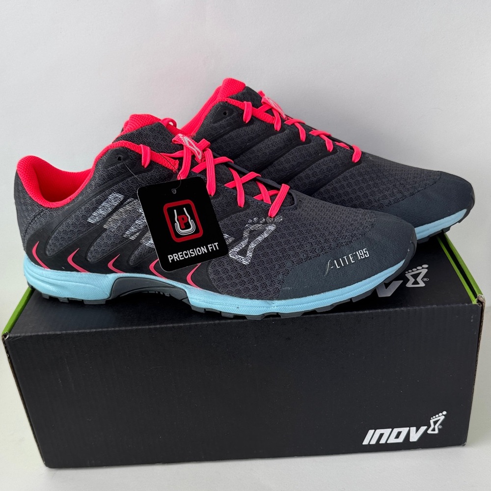 NIB Inov-8 F-Lite 195 Women’s Precision Fit Training Shoes - Grey/Blue/Pink